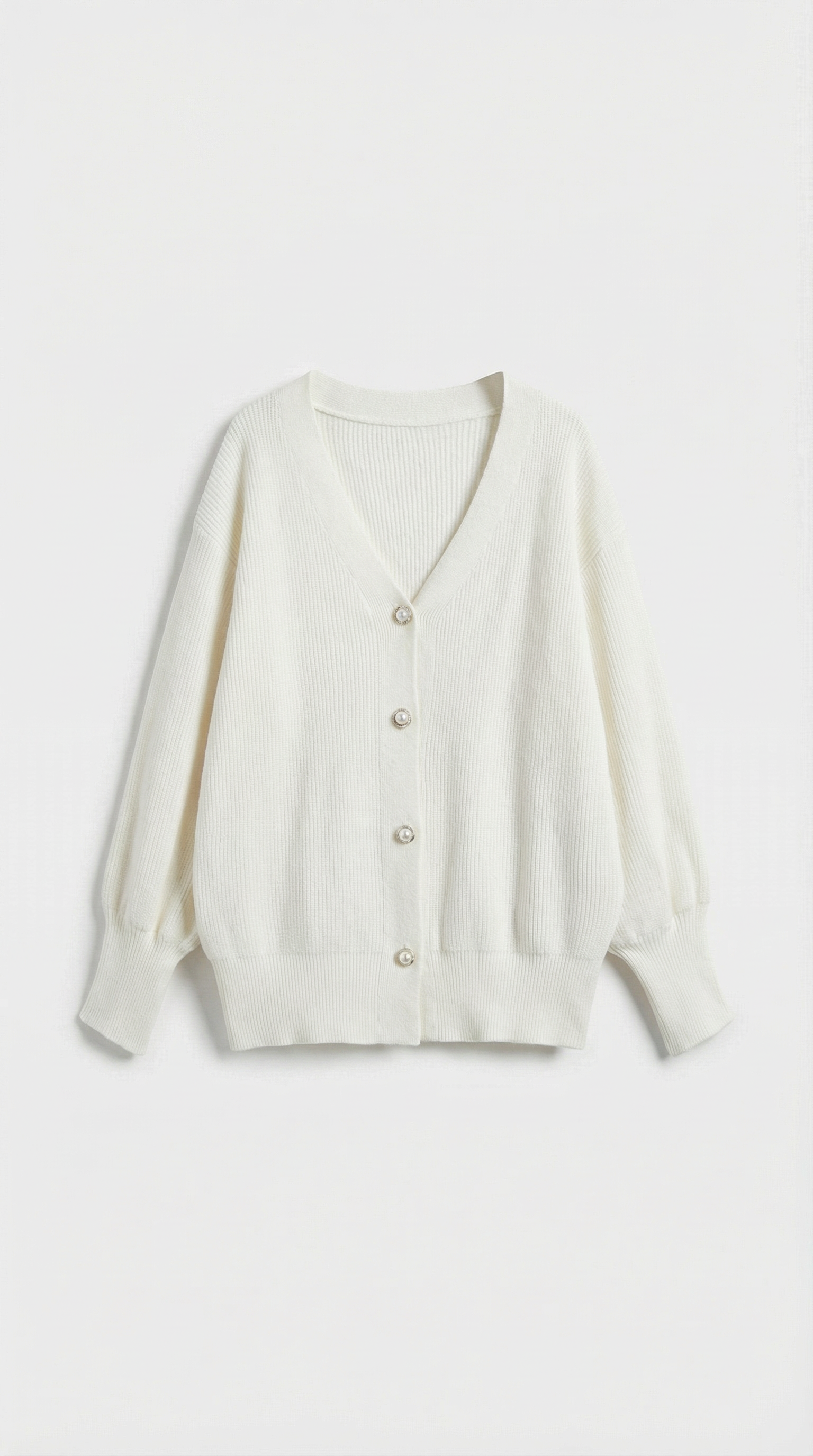 Oversized White Cardigan Sweater-cardigans > oversized cardigan-Laventaire-Laventaire