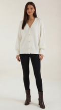 Oversized White Cardigan Sweater-cardigans > oversized cardigan-Laventaire-Laventaire
