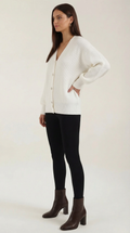 Oversized White Cardigan Sweater-cardigans > oversized cardigan-Laventaire-Laventaire