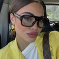Oversized Wide Frame Sunglasses-accessories > sunglasses > oversized sunglasses-Laventaire-Black-One size-Laventaire
