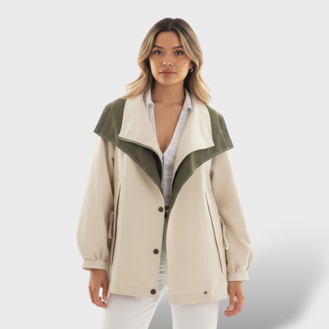 Oversized Windbreaker Jacket-jackets > windbreaker jacket-Laventaire-Cream-XS-Laventaire