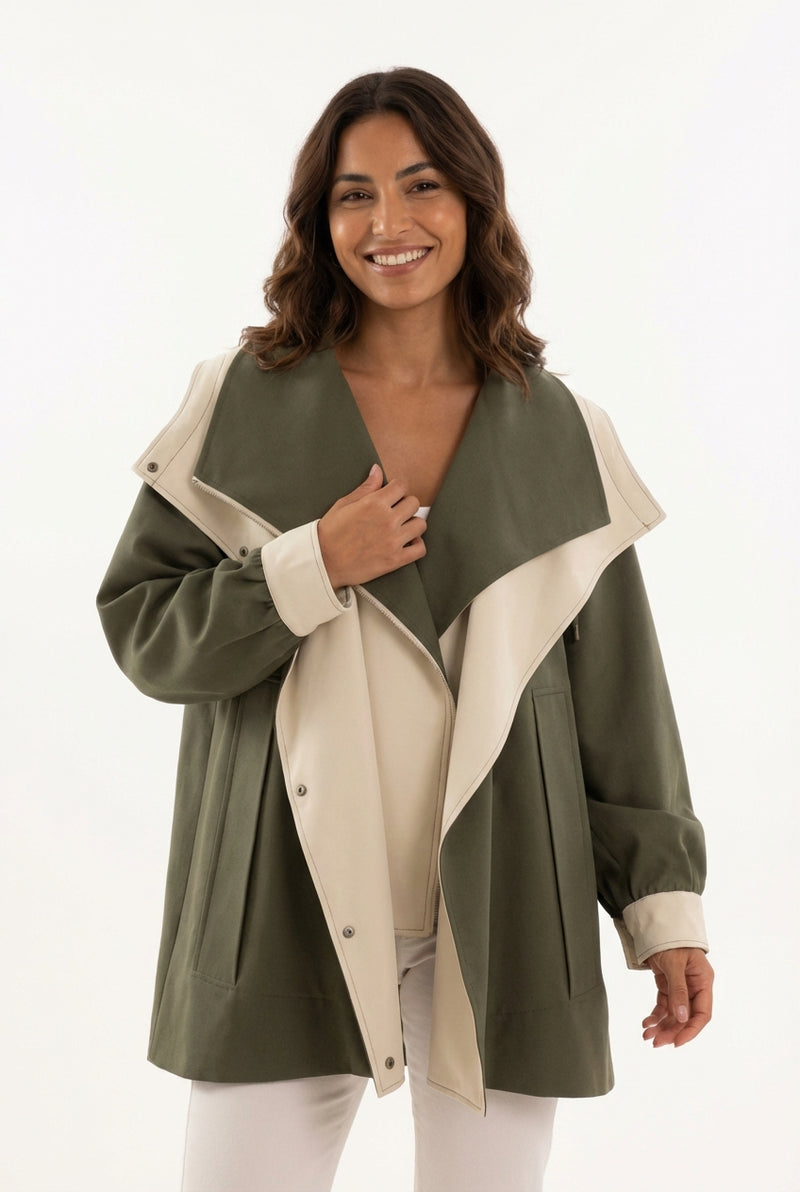 Oversized Windbreaker Jacket-jackets > windbreaker jacket-Laventaire-Olive Green-XS-Laventaire