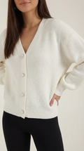 Oversized White Cardigan Sweater-cardigans > oversized cardigan-Laventaire-Laventaire