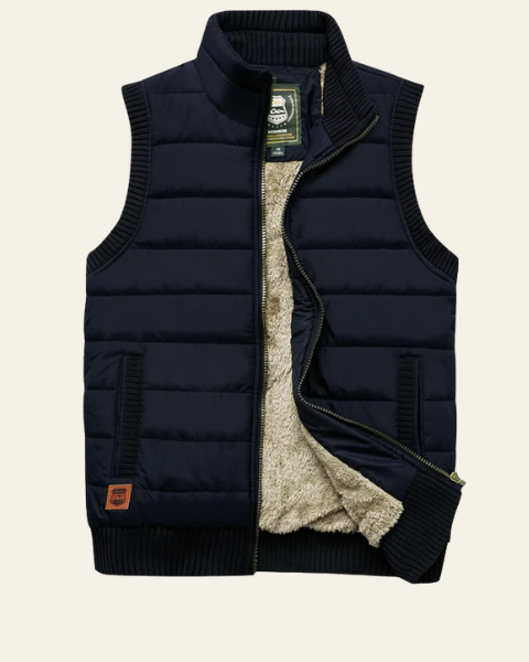 Padded Casual Vest-outerwear > vests > padded vests-Laventaire-Black-M-Laventaire