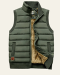 Padded Casual Vest-outerwear > vests > padded vests-Laventaire-Dark Olive Green-M-Laventaire