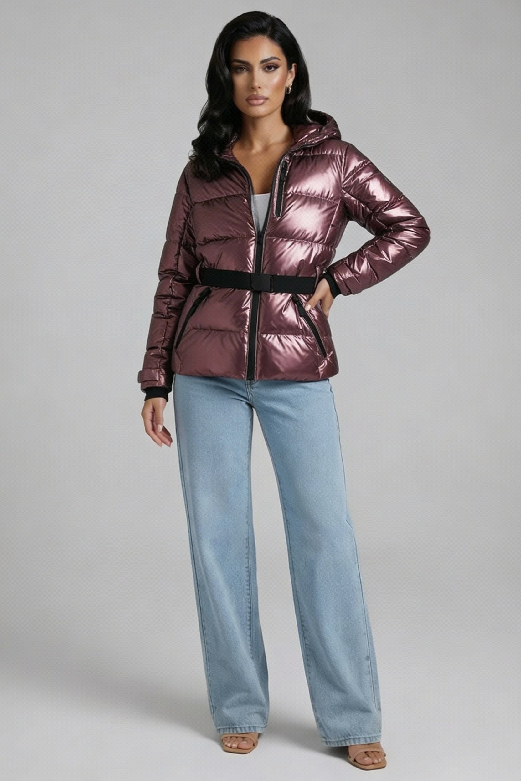 Padded Hooded Jacket-outerwear > jackets > padded jackets-Laventaire-Burgundy-XS-Laventaire