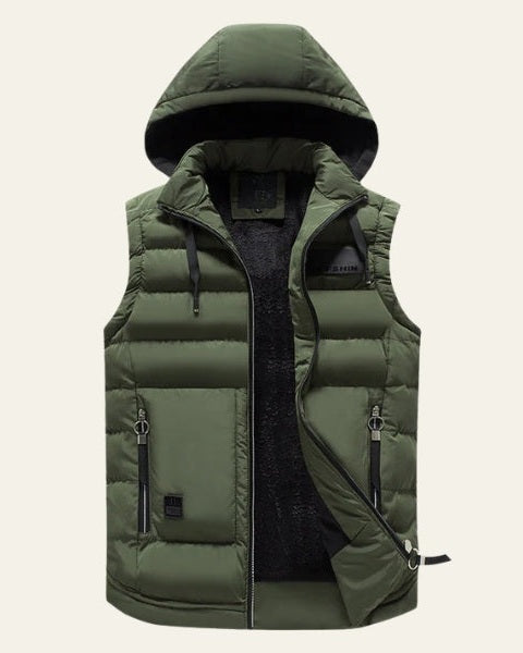 Padded Hooded Vest-outerwear > vests > padded vests-Laventaire-Laventaire