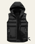 Padded Hooded Vest-outerwear > vests > padded vests-Laventaire-Black-S-Laventaire