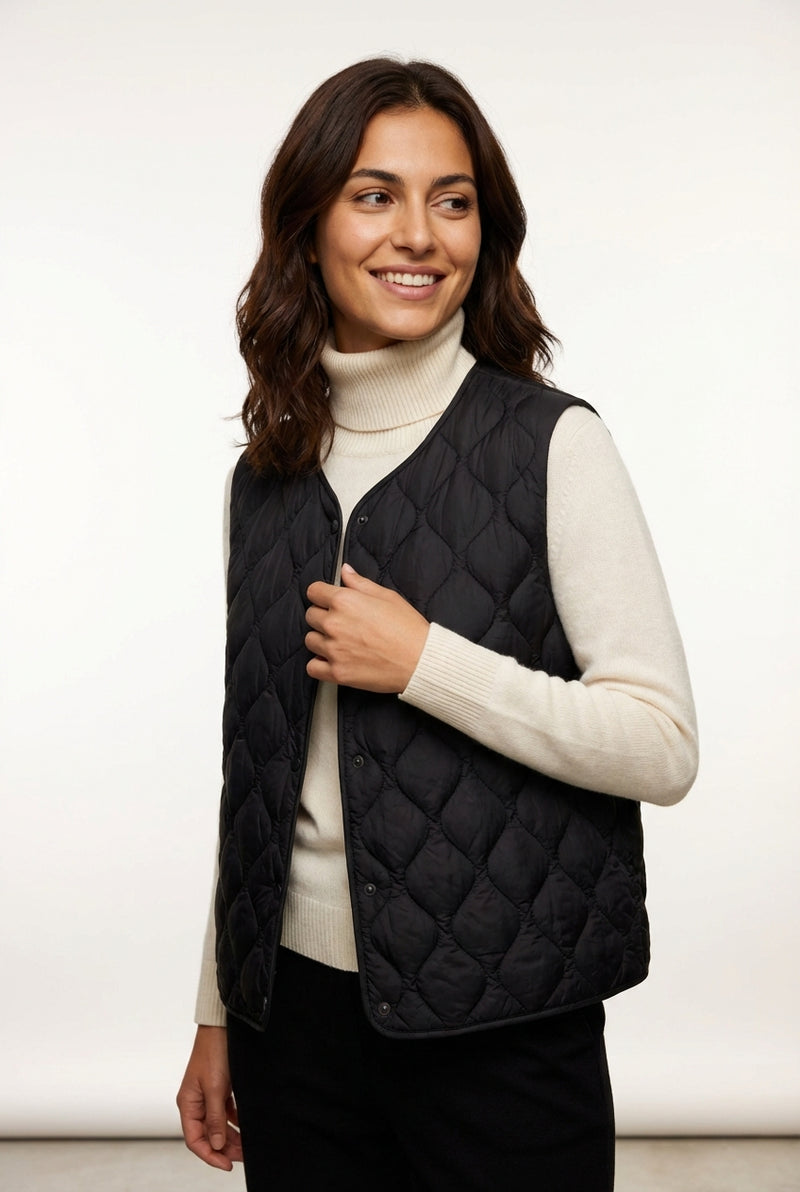 Padded Sleeveless Vest Gilet-outerwear > gilet-Laventaire-Black-S-Laventaire