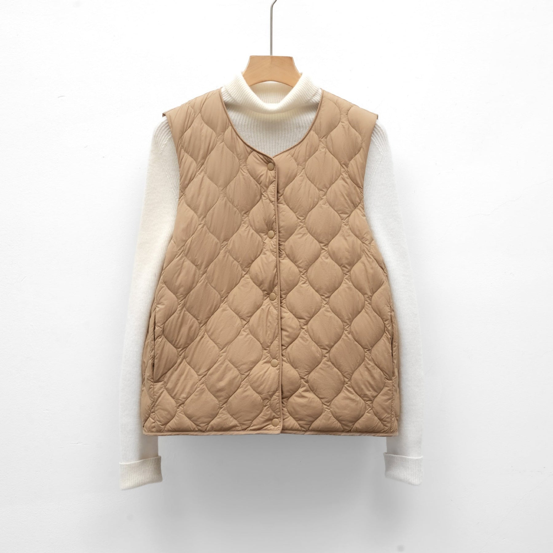 Padded Sleeveless Vest Gilet-outerwear > gilet-Laventaire-Camel-S-Laventaire