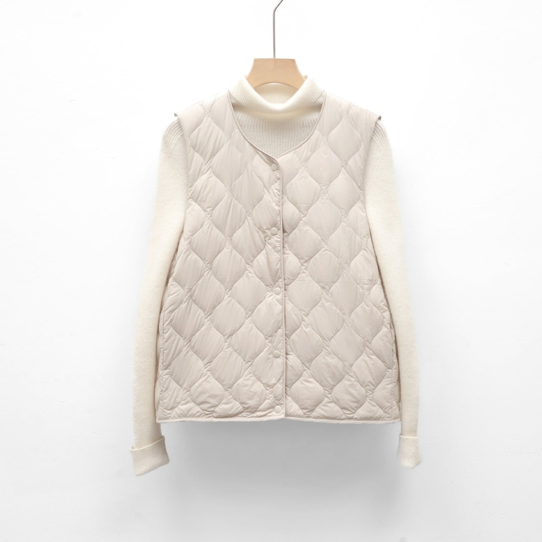 Padded Sleeveless Vest Gilet-outerwear > gilet-Laventaire-Ivory-S-Laventaire