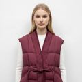 Padded Vest Tie Waist-outerwear > vests > padded vests-Laventaire-Laventaire