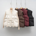 Padded Vest Tie Waist-outerwear > vests > padded vests-Laventaire-Laventaire