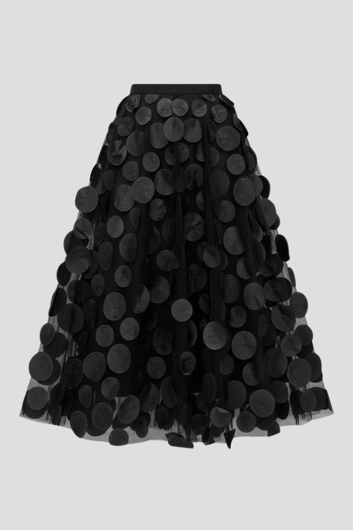 Patchwork Tulle Midi Skirt-Midi Skirts-Laventaire-Laventaire