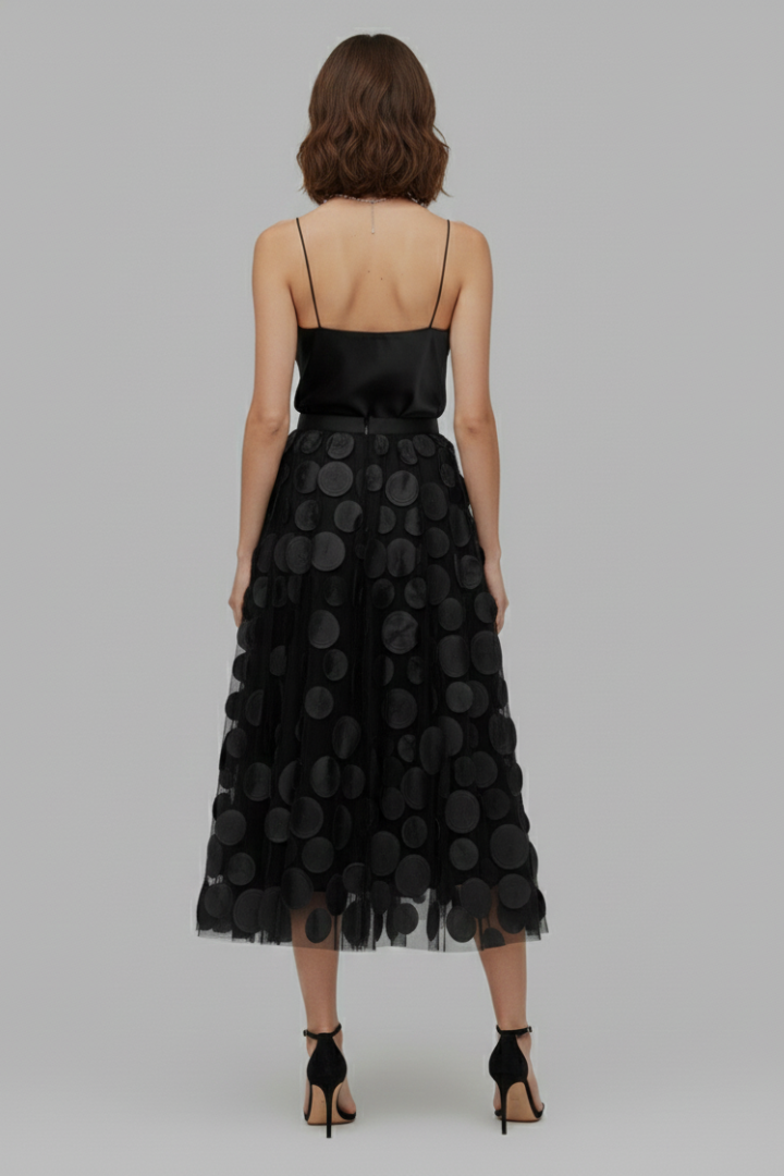 Patchwork Tulle Midi Skirt-Midi Skirts-Laventaire-Laventaire