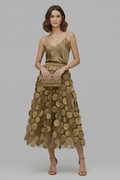 Patchwork Tulle Midi Skirt-Midi Skirts-Laventaire-Gold-One size-Laventaire