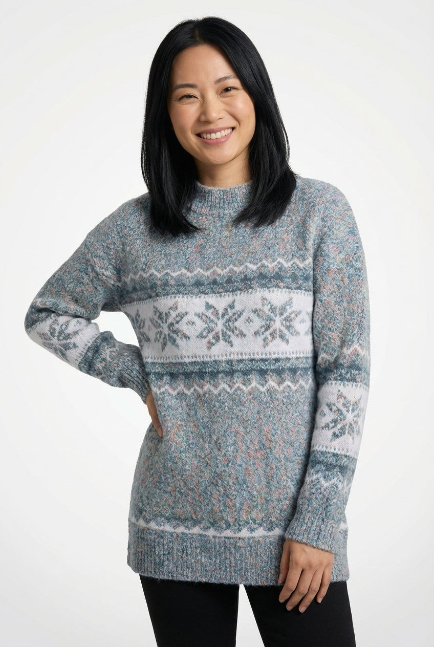Patterned Relaxed Fit Sweater-sweaters > relaxed fit sweater-Laventaire-Laventaire