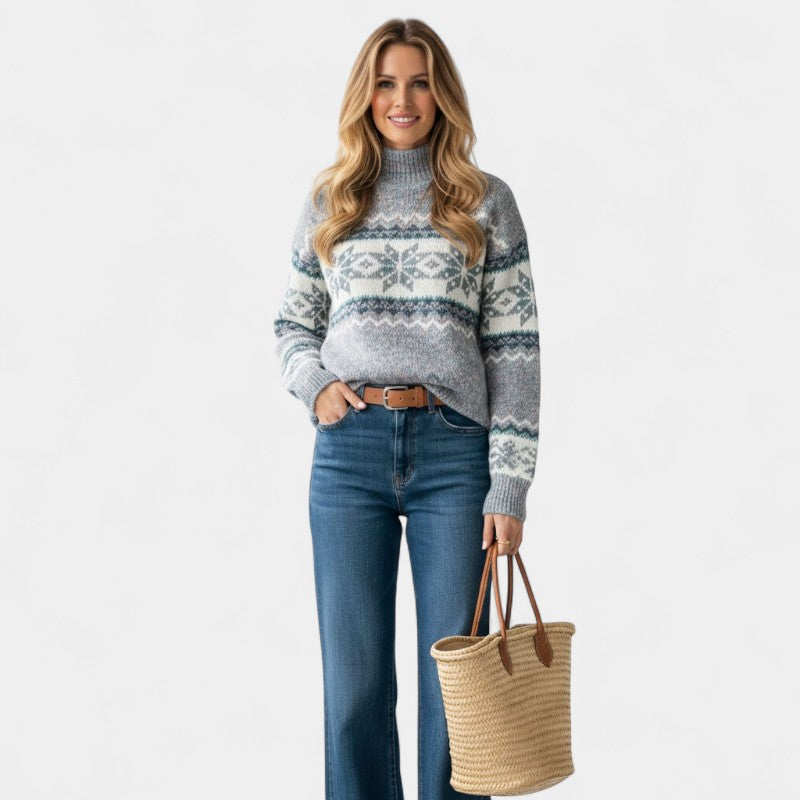 Patterned Relaxed Fit Sweater-sweaters > relaxed fit sweater-Laventaire-Laventaire