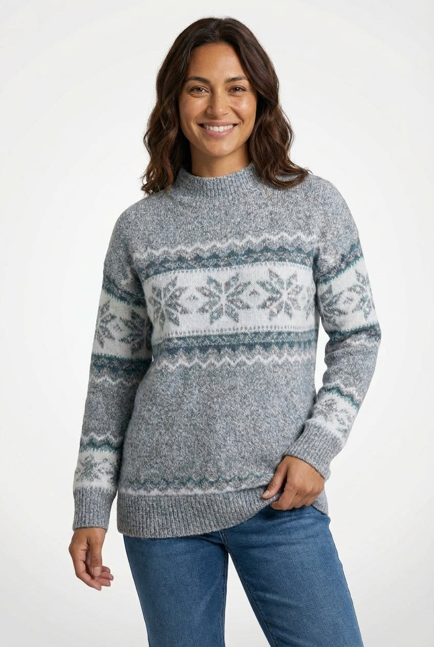 Patterned Relaxed Fit Sweater-sweaters > relaxed fit sweater-Laventaire-Laventaire