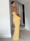 Peplum Fit Maxi Dress-dresses > maxi dress-Laventaire-Laventaire