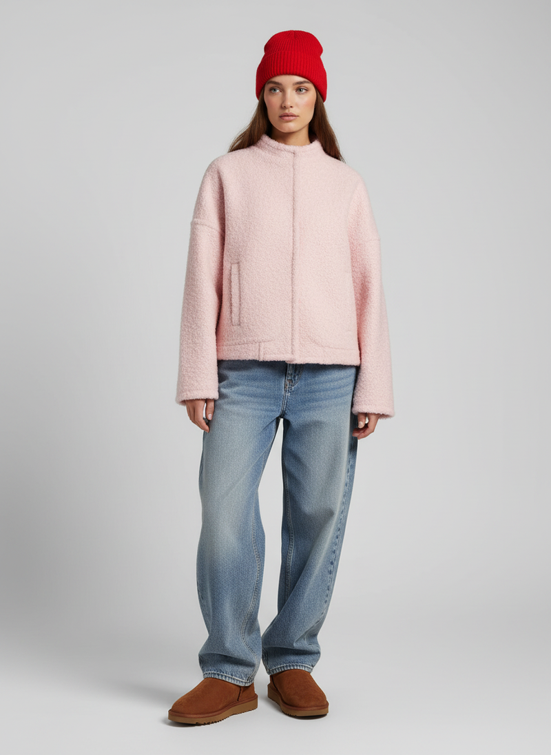 Pink Bouclé Jacket-jackets > bouclé jacket-Laventaire-Laventaire