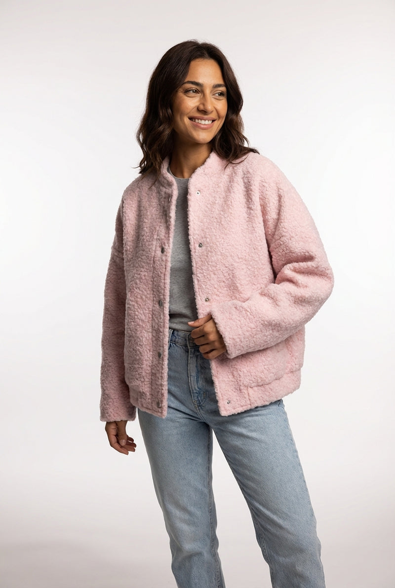 Pink Bouclé Jacket-jackets > bouclé jacket-Laventaire-Pink-S-Laventaire