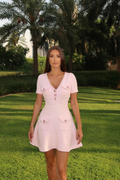 Pink Cardigan Mini Dress-dresses > fit-and-flare dress-Laventaire-Laventaire