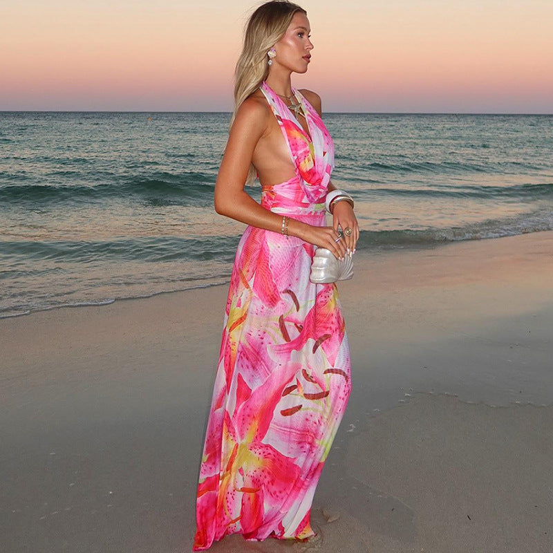Pink Elegant Cocktail Maxi Dress-dresses > maxi dress-Laventaire-Laventaire