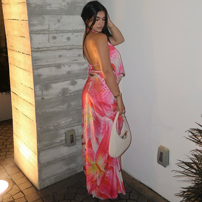Pink Elegant Cocktail Maxi Dress-dresses > maxi dress-Laventaire-Laventaire