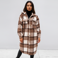 Plaid Long Coat-coats > long coats-Laventaire-Brown-S-Laventaire