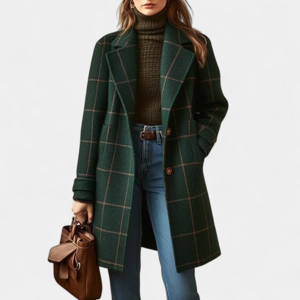 Plaid Trench Coat-coats > trench coat-Laventaire-Laventaire