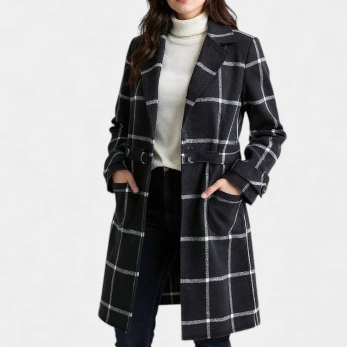 Plaid Trench Coat-coats > trench coat-Laventaire-Laventaire