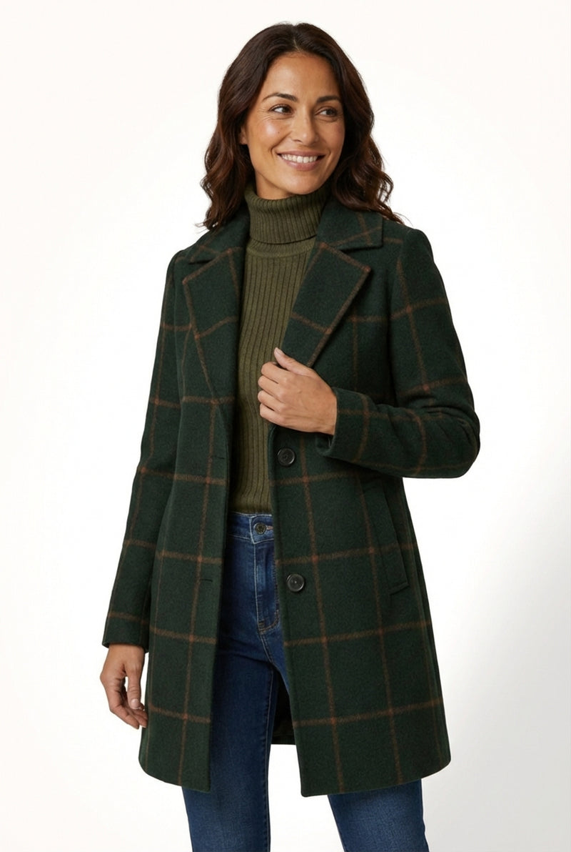 Plaid Trench Coat-coats > trench coat-Laventaire-Dark Green-S-Laventaire