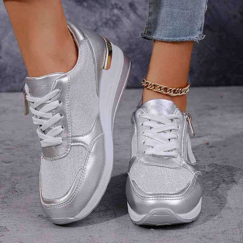 Platform Casual Sneakers-footwear > sneakers > platform sneakers-Laventaire-Silver-37-Laventaire