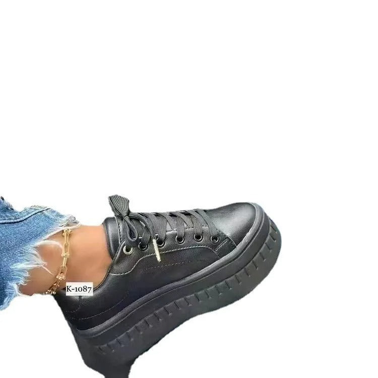Platform Lace-Up Sneakers-footwear > sneakers-Laventaire-Black-35-Laventaire