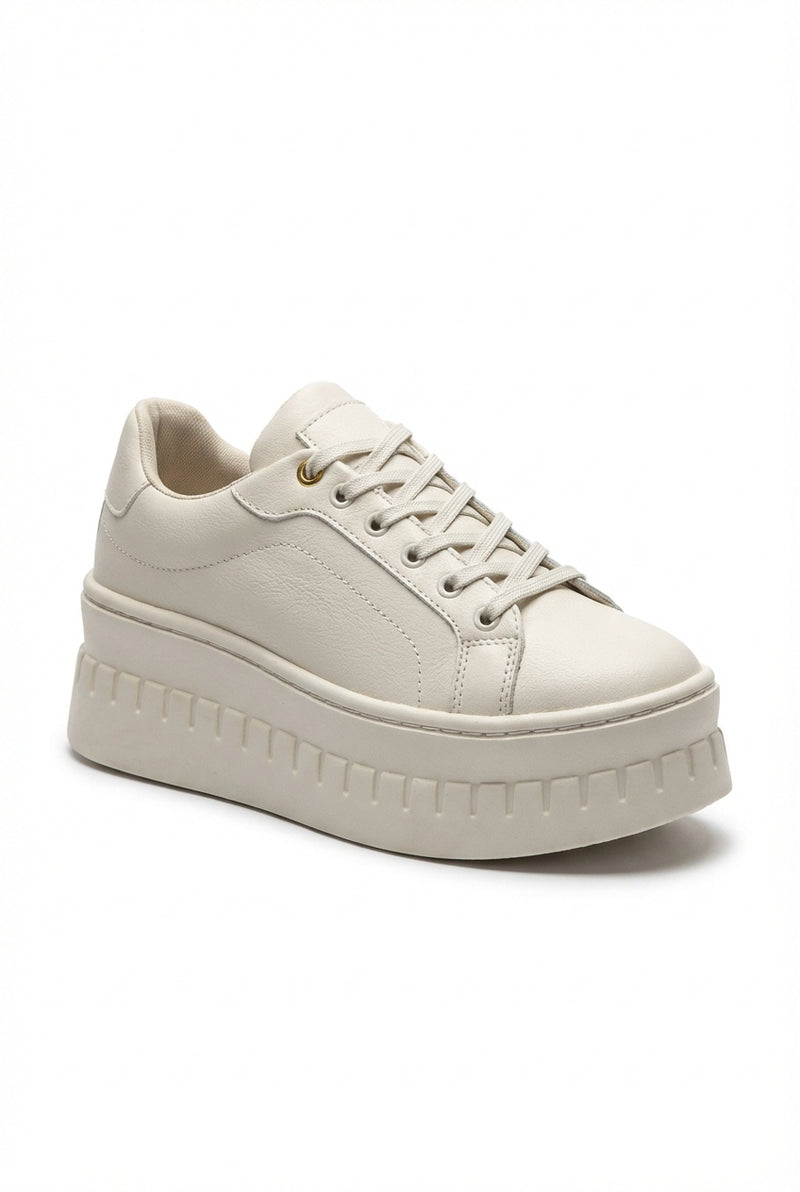 Platform Lace-Up Sneakers-footwear > sneakers-Laventaire-Cream-35-Laventaire
