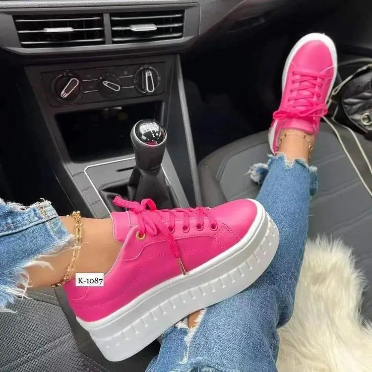 Platform Lace-Up Sneakers-footwear > sneakers-Laventaire-Pink-35-Laventaire