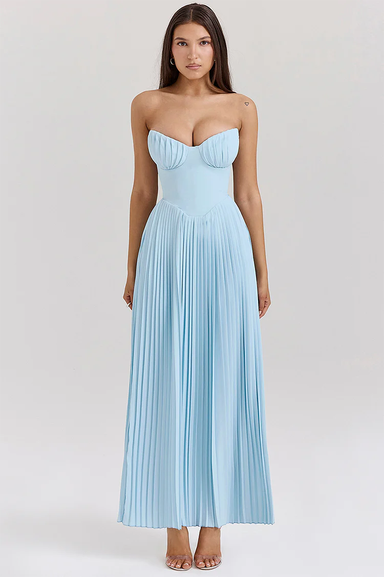 Pleated Maxi Dress-dresses > maxi dress-Laventaire-Laventaire
