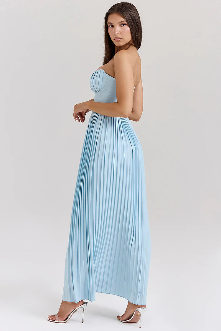 Pleated Maxi Dress-dresses > maxi dress-Laventaire-Laventaire