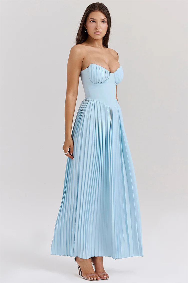 Pleated Maxi Dress-dresses > maxi dress-Laventaire-Laventaire