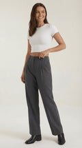 Pleated Straight Leg Trousers-trousers > straight leg trousers-Laventaire-Laventaire