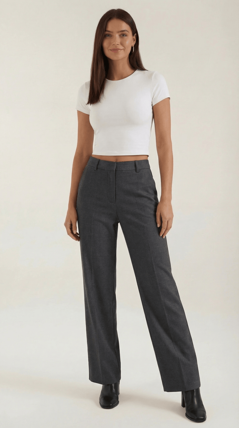 Pleated Straight Leg Trousers-trousers > straight leg trousers-Laventaire-Laventaire