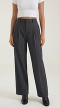 Pleated Straight Leg Trousers-trousers > straight leg trousers-Laventaire-Laventaire