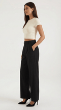 Pleated Straight Leg Trousers-trousers > straight leg trousers-Laventaire-Laventaire