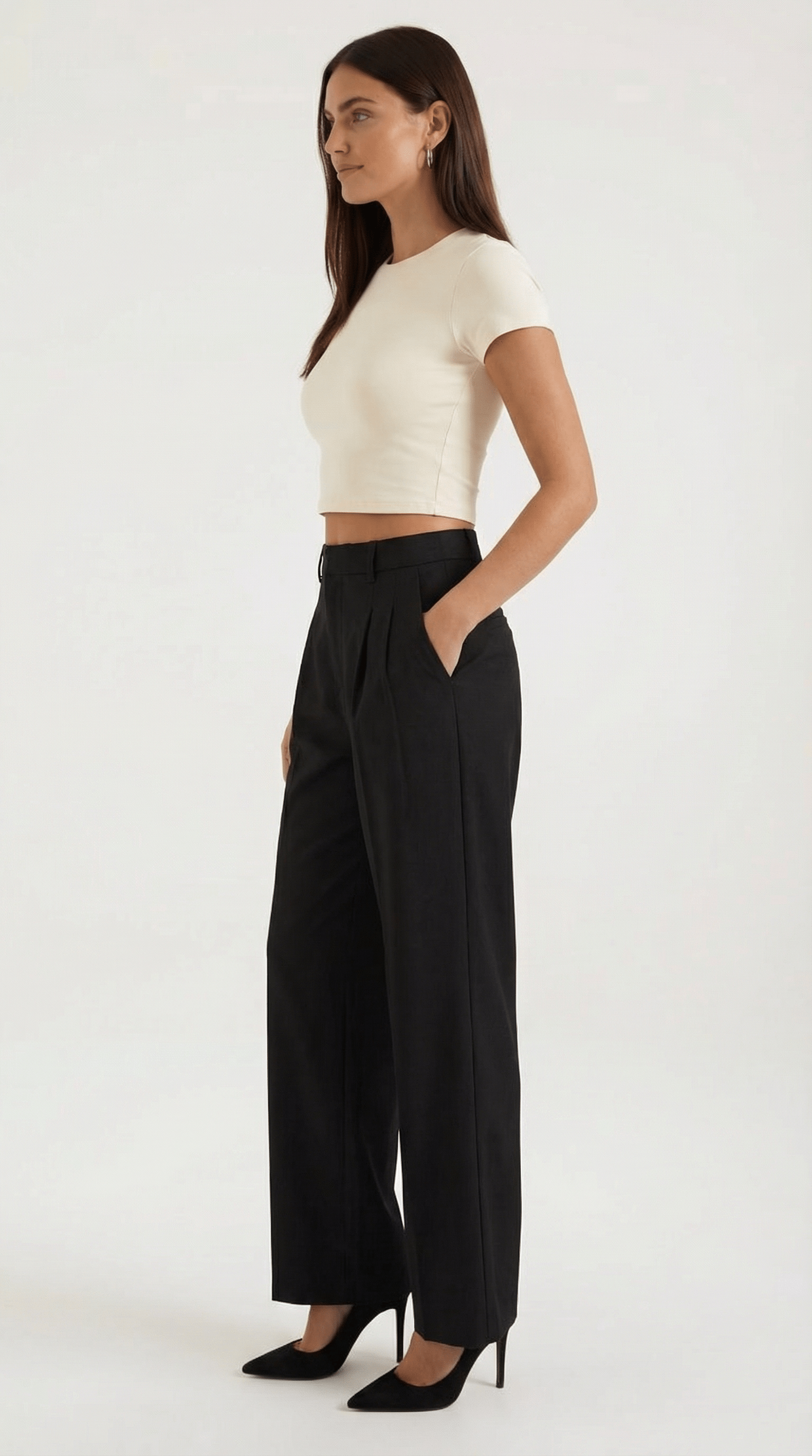 Pleated Straight Leg Trousers-trousers > straight leg trousers-Laventaire-Laventaire