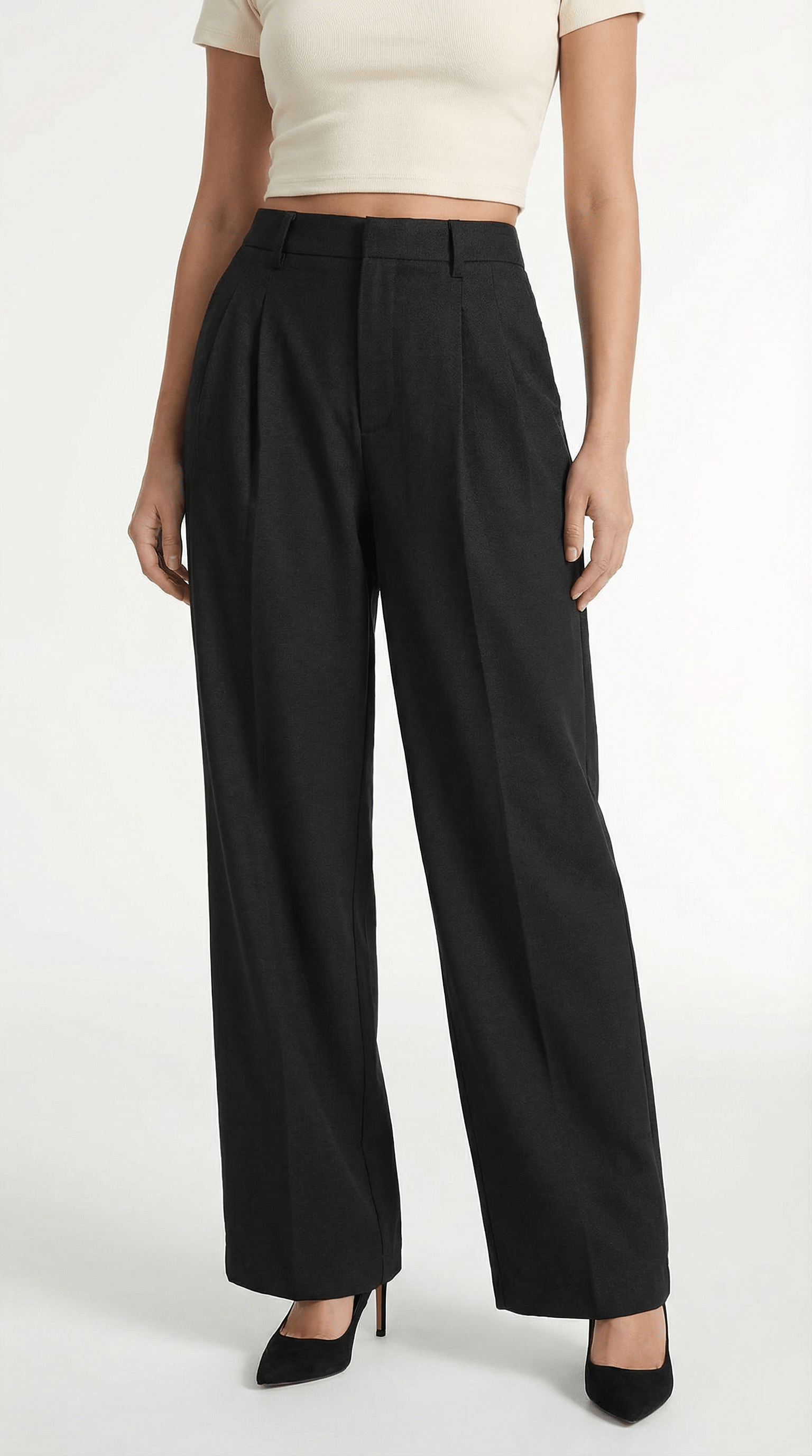 Pleated Straight Leg Trousers-trousers > straight leg trousers-Laventaire-Laventaire