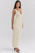 Plunge Neck Bridal Maxi Dress-dresses > floral dress-Laventaire-Laventaire