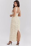 Plunge Neck Bridal Maxi Dress-dresses > floral dress-Laventaire-Laventaire