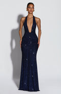 Plunge Neck Maxi Dress-dresses > maxi dress-Laventaire-Laventaire