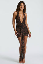 Plunging Neck Mini Dress